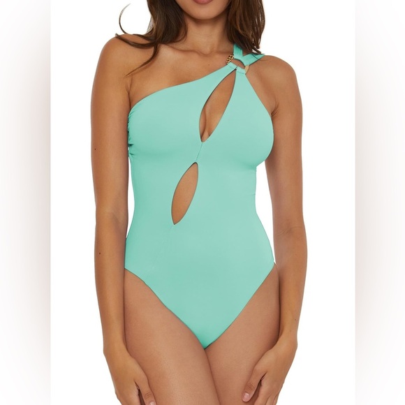 Soluna Swim Tahiti - Women's Asymmetric One Piece Swimsuit, Sky, X-Large - Picture 1 of 5